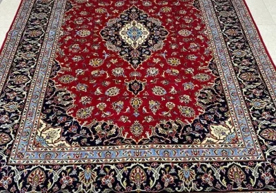 فرش دستباف جفت نه متری کاشان (نقشه لچک ترنج لاکی)