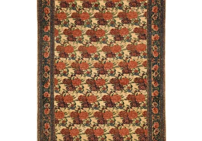 فرش دستباف قالیچه سنندج (نقشه افشان کرم)