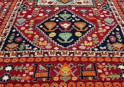 فرش دستباف جفت قالیچه خراسان (نقشه ترنج دار لاکی)